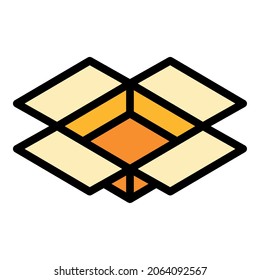 Open box icon. Outline open box vector icon color flat isolated