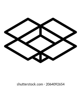 Open box icon. Outline open box vector icon for web design isolated on white background