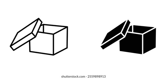 Open box Icon set in black color for ui designs