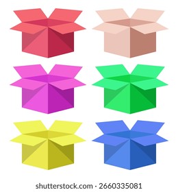 Open box icon set. Flat illustration of open box vector icons for web design