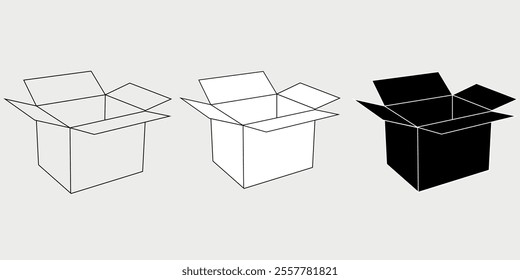 Open Box icon set line art vector image.