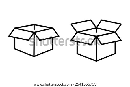 Open box icon set. Box icon set in line style. package shipping delivery parcel. export boxes, cargo box, gift box, vector illustration.