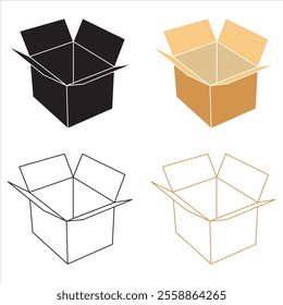 Open Box icon set. open package vector icon vector design