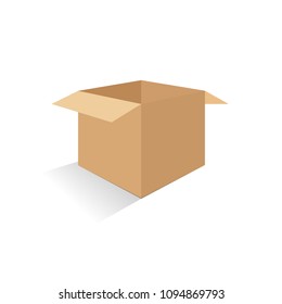 Open box icon with shadow on a light background for website design in flat style, Isolated delivery package design, Cardboard box open, Carton box design, Paper box. Vector illustration, eps10