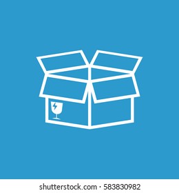 Open box icon. Shipping pack flat vector illustration on blue background.