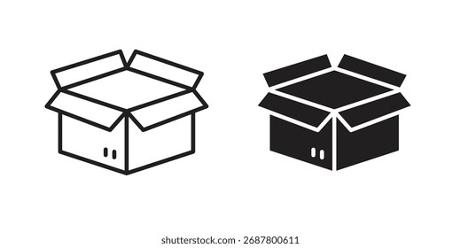 Símbolo de signo de icono de caja abierta y estilo plano para App, Web y diseño digital.