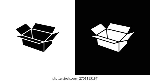 Vector de silueta de icono de caja abierta en colores negros. estilo de diseño de logotipo de símbolo plano