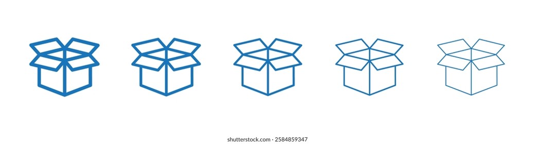 Open box icon Symbol collection thin outline set