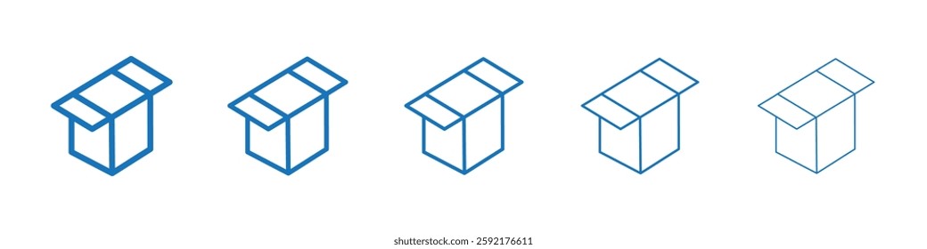 Open box icon Symbol collection thin outline set