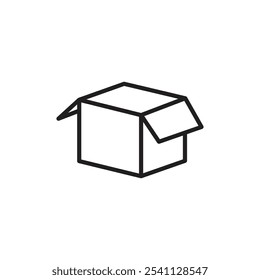 Ícone de caixa aberta Ilustração plana de linha fina