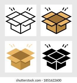open box icon vector design in filled, thin line, outline and flat style.