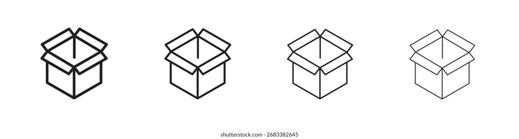 Open box icon vector graphics. black style vector icons