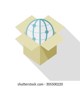 Open box icon, vector illustration. Flat design style with long shadow,eps10