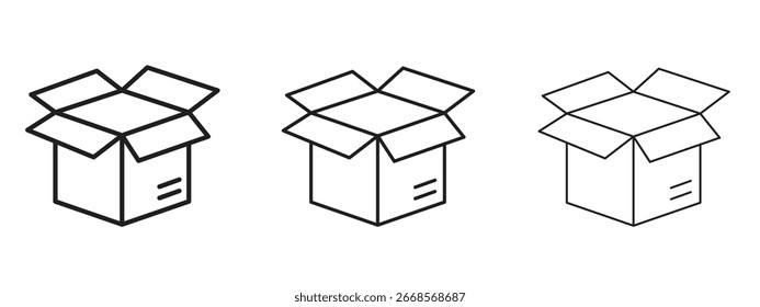 Icono de caja abierta para Sitio web o App Elementos, logotipo. Gráficos de Vector de píxeles