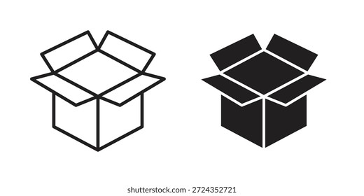 Open box icons of black colored in various styles