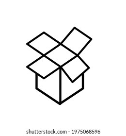 Open Box Icons in flat black line style, isolated on white background