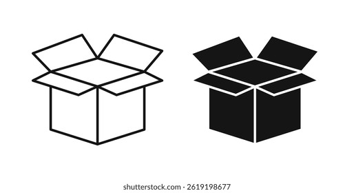 Open Box icons set in black colors on white background