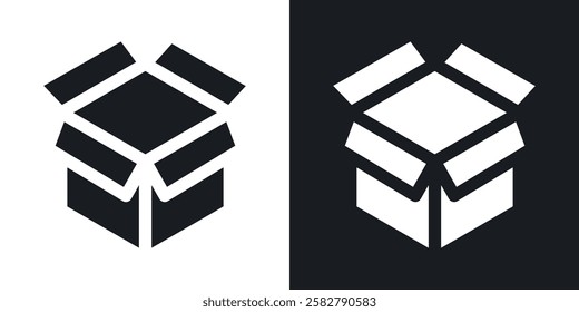 Open Box icons set vectors black and colored style
