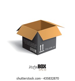 Open box isolated on white background. Vector illustration.