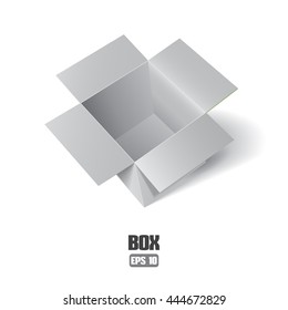 Open box isolated on white background. Vector illustration.