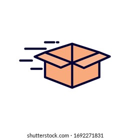 Open box line and fill style icon design, Delivery logistics transportation shipping service warehouse industry and global theme Vector illustration