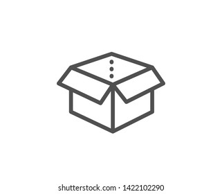 Open box line icon. Delivery parcel sign. Cargo package symbol. Quality design element. Linear style open box icon. Editable stroke. Vector