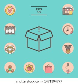 Open box line icon, parcel, elements for your design