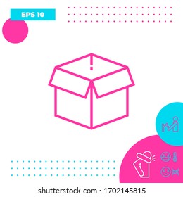 Icono de línea de cuadro abierto, paquete, elementos para su diseño