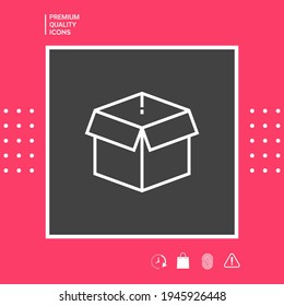 Abrir icono de línea de cuadro, paquete.  Elementos gráficos para su diseño.