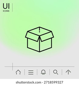 Icono de línea de caja abierta, paquete.  Elementos gráficos para su diseño.