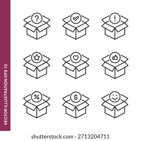 Iconos de línea de caja abierta - Mini icono de la serie de colección
