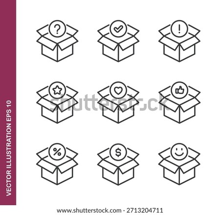 Open Box line icons - Mini collection series icon