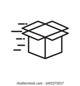 Diseño de icono de estilo de línea de caja abierta, logística de entrega transporte almacén de servicios de envío industria y tema global Ilustración de vectores
