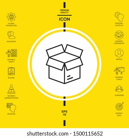 Open box line symbol icon, elements for your design