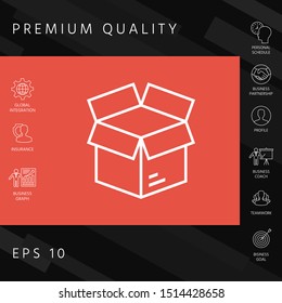 Open box line symbol icon, elements for your design