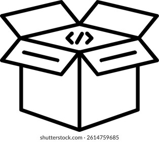 Open Box Line Vector Icon Design