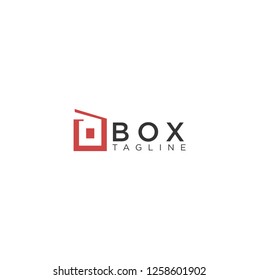 Open Box Logo Design Icon / Simple Square Logo / Gift Box Logo