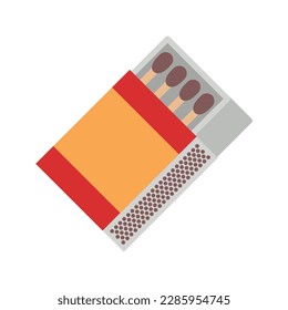 Open box of matches icon. Matchbox and matches isolated on white background. Vector illustration