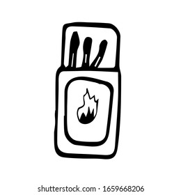An open box of matches .  Vector illustration in Doodle style isolated on white background.