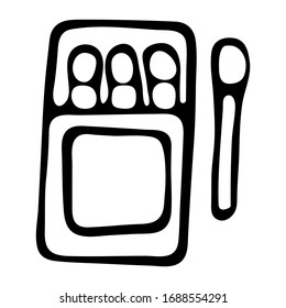 An open box of matches . Vector illustration in Doodle style isolated on white background.