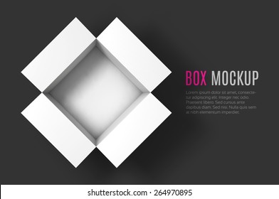 Open Box Mockup Template. Top View. Vector Illustration EPS10.
