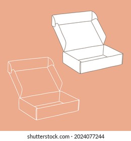 Mockup de la caja abierta. Ilustración vectorial. Plantilla de contenedor de cartón vacía. 