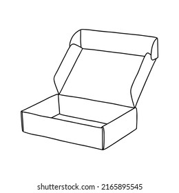 Open box mockup. Vector illustration. Empty cardboard container template. 
