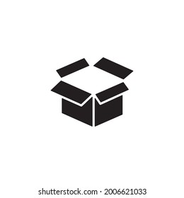 Open box outline. Box black shape icon. Vector illustration isolated on white.