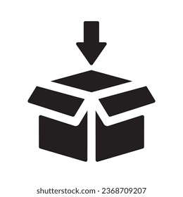 símbolo de paquete de caja abierta icono vector ilustración