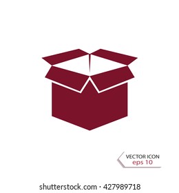Open box packaging sign, vector icon