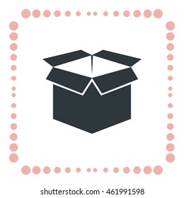 Open box packaging sign, vector icon