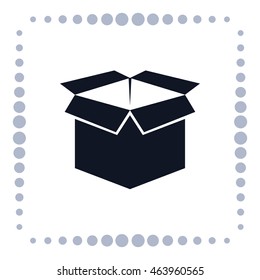Open box packaging sign, vector icon