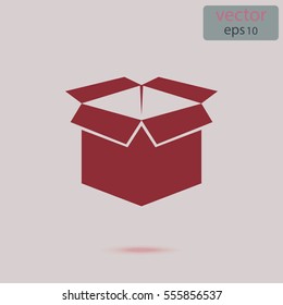 Open box packaging sign, vector icon