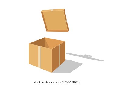 Open box in perspective view. Carton gift box delivery package, open box.